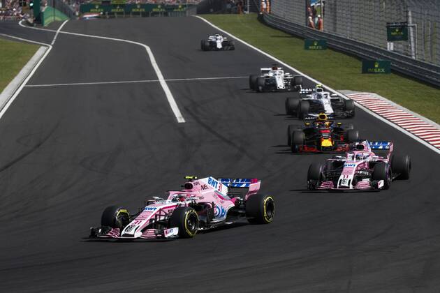 Motorsports: FIA Formula One World Championship WM Weltmeisterschaft 2018, Grand Prix of Hungary, 31 Esteban Ocon (FRA, Sahara Force India F1 Team), 11 Sergio Perez (MEX, Sahara Force India F1 Team), Budapest Hungary