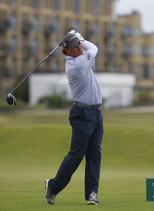 29th July 2018, Old Course at St Andrews, St Andrews, Scotland; The 2018 Senior Open Golf Championships, 4th round; Scott McCarron (USA) plays his tee shot on the 17th hole  ActionPlus12051768 AlanxMartin