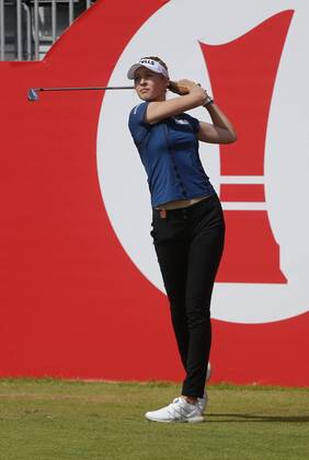 1st August 2018, Royal Lytham &amp; St Annes Golf Club, Lytham St Annes, England; Rioch Womens British Open Golf, practice day; Nelly Korda (USA) tees off on the first hole  ActionPlus12051831 AlanxMartin
