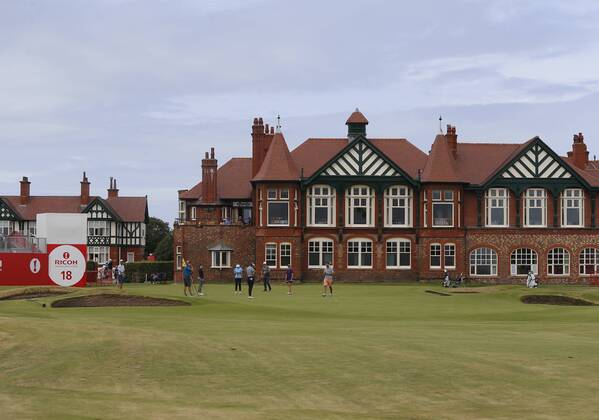1st August 2018, Royal Lytham &amp; St Annes Golf Club, Lytham St Annes, England; Rioch Womens British Open Golf, practice day; A view of the 18th green and clubhouse at the Royal Lytham &amp; St Annes Golf Club  ActionPlus12051832 AlanxMartin