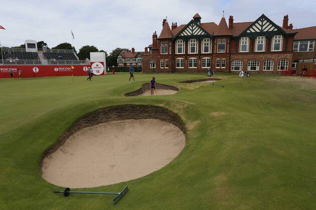 1st August 2018, Royal Lytham &amp; St Annes Golf Club, Lytham St Annes, England; Rioch Womens British Open Golf, practice day; A view of the 18th green and clubhouse at the Royal Lytham &amp; St Annes Golf Club  ActionPlus12051834 AlanxMartin