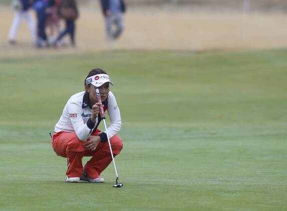 3rd August 2018, Royal Lytham &amp; St Annes Golf Club, Lytham St Annes, England; Ricoh Womens British Open Golf, 2nd round; Teresa Lu (TPE) lines up her putt on the 18th green  ActionPlus12052394 AlanxMartin