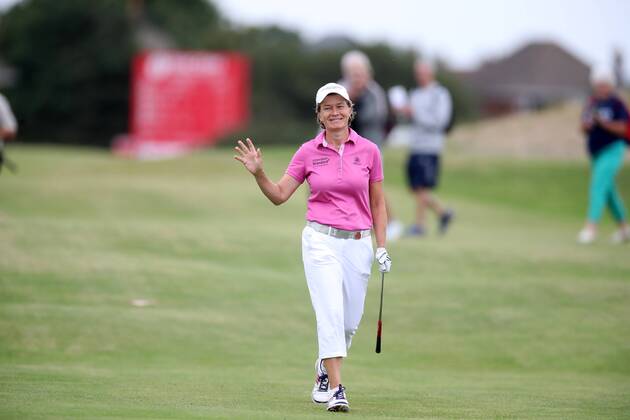 Golf - 2018 Ricoh Women™s British Open - Friday, Second Round Catriona Matthew after chipping in at Royal Lytham & St Annes. COLORSPORT LYNNE CAMERON 