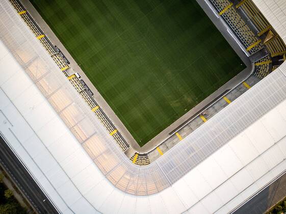 Aerial view of the DDV Stadium in the evening with a view inside 2 Bundesliga season 2018 19 Mittsoch 15 08 2018 SG Dynamo Dresden
