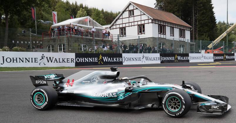 Mercedes British driver Lewis Hamilton pictured during the free test ahead of the Spa-Francorchamps Formula One Grand Prix of Belgium race, in Spa-Francorchamps, Friday 24 August 2018. BENOITxDOPPAGNE  x05412055x