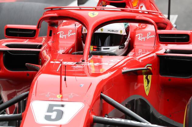 Ferrari s German driver Sebastian Vettel pictured in action during the Spa-Francorchamps Formula One Grand Prix of Belgium race, in Spa-Francorchamps, Sunday 26 August 2018. BENOITxDOPPAGNE  x05414227x