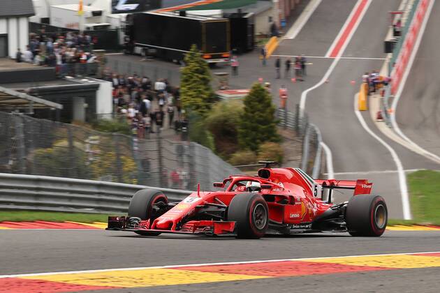 Ferrari s German driver Sebastian Vettel pictured in action during the Spa-Francorchamps Formula One Grand Prix of Belgium race, in Spa-Francorchamps, Sunday 26 August 2018. BRUNOxFAHY  x05414374x