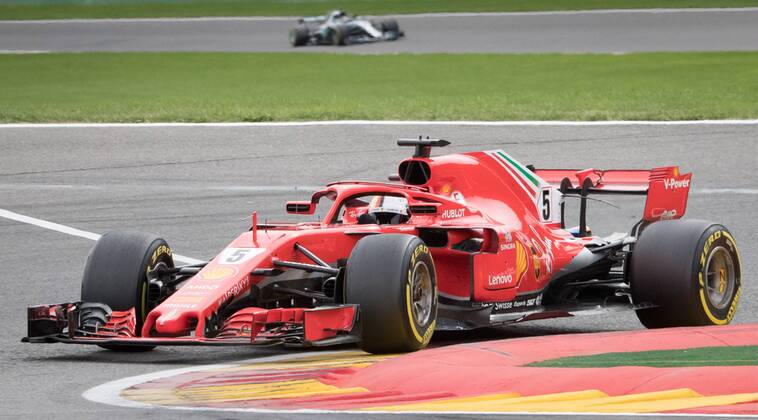 Ferrari s German driver Sebastian Vettel pictured in action during the Spa-Francorchamps Formula One Grand Prix of Belgium race, in Spa-Francorchamps, Sunday 26 August 2018. BENOITxDOPPAGNE x05414453x