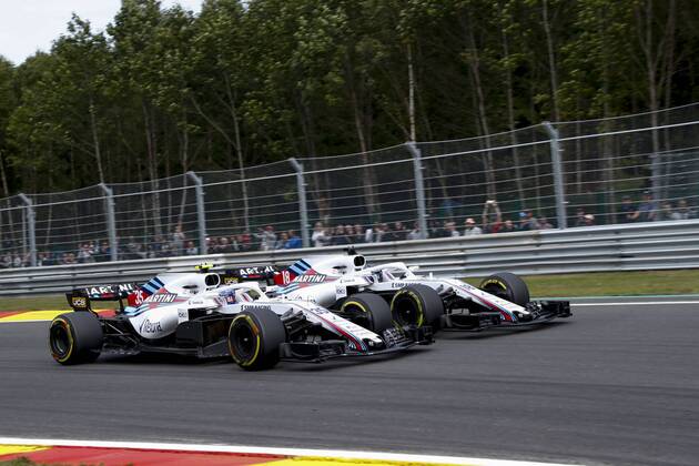 Motorsports: FIA Formula One World Championship WM Weltmeisterschaft 2018, Grand Prix of Belgium, 35 Sergey Sirotkin (RUS, Williams Martini Racing), 18 Lance Stroll (CAN, Williams Martini Racing), Spa-Francorchamps Belgium