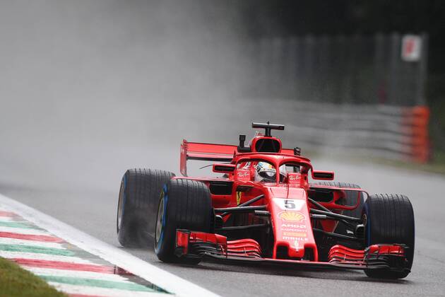 Motorsports: FIA Formula One World Championship WM Weltmeisterschaft 2018, Grand Prix of Italy, 5 Sebastian Vettel (GER, Scuderia Ferrari), (Verwendung nur in Deutschland - GERMANY ONLY) *** Motorsports FIA Formula One World Championship 2018 Grand Prix of Italy 5 Sebastian Vettel GER Scuderia Ferrari Only used in Germany GERMANY ONLY 