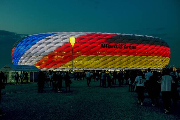 Feature The Allianz Arena shines today in the colors of Germany and France Germany Muenchen 06 09 2018 Sport Football National Team UEFA Nations League 1 Gameday Germany vs France Allianz Arena DFL DFB REGULATIONS PROHIBIT ANY USE OF PHOTOGRAPH AS IMAGE SEQUENCES AND OR QUASI VIDEO