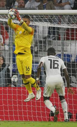 SOCCER - UEFA NL, GER vs FRA MUNICH,GERMANY,06.SEP.18 - SOCCER - UEFA Nations League, Germany vs France, international match Länderspiel Image shows Alphonse Areola (FRA) and Antonio Ruediger (GER). GEPAxpictures xThomasxBachun