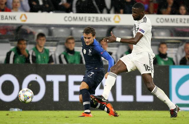 SOCCER - UEFA NL, GER vs FRA MUNICH,GERMANY,06.SEP.18 - SOCCER - UEFA Nations League, Germany vs France, international match Länderspiel Image shows Antoine Griezmann (FRA) and Antonio Ruediger (GER). GEPAxpictures xThomasxBachun