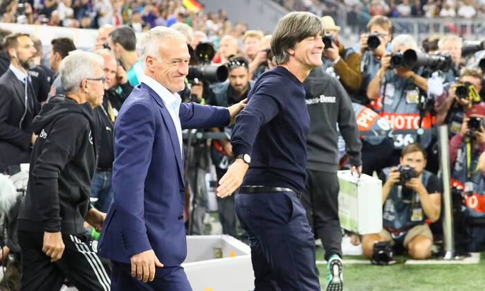 National coach Didier Deschamps France France and national coach Joachim Loew Germany Germany 06 09 2018 Germany vs France Allianz Arena Munich UEFA Nations League 1 Gameday