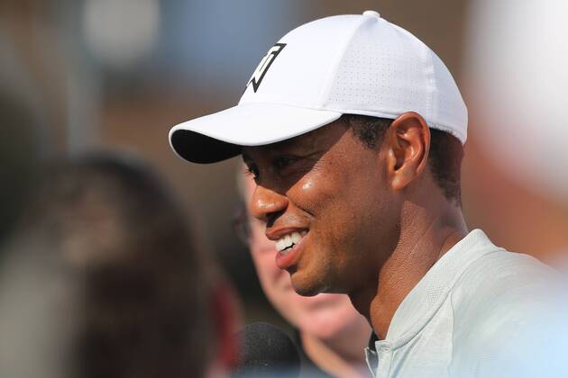 September 6, 2018 - Newtown Square, Pennsylvania, United States - Tiger Woods speaks to the media after the first round of the 2018 BMW Championship. Golf 2018: BMW Championship: Round 1 - ZUMAw109 20180906_zap_w109_043 Copyright: xDebbyxWongx