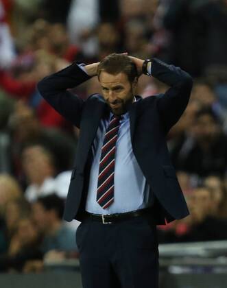 Gareth Southgate (England coach), dejection after a late England miss, at the UEFA Nations League A, Group 4, between England and Spain, at Wembley Stadium, London, on September 8, 2018. **THIS PICTURE IS FOR EDITORIAL USE ONLY** 