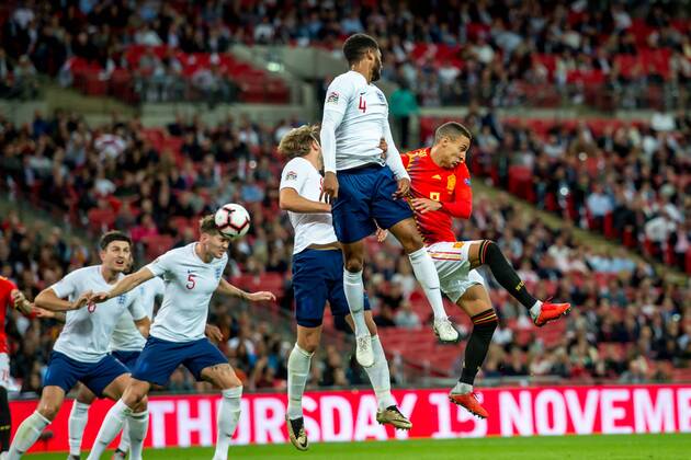 Rodrigo Moreno of Spain Joe Gomez of England and John Stones of England during the UEFA Nation League, Group 4, League A match between England and Spain at Wembley Stadium, London, England on 8 September 2018. Copyright: xSalvioxCalabresex 20960046