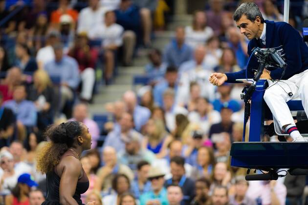 September 8, 2018 - Serena Williams of the United States argues with officials during the womens final of the 2018 US Open Grand Slam tennis tournament. New York, USA. September 8th 2018. 2018 US Open - 8 Sep - ZUMAa181 20180908_zaa_a181_194 Copyright: xAFP7x