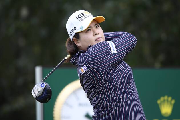 (180914) -- EVIAN, Sept. 14, 2018 -- Park Inbee of South Korea plays a shot during the first round of the Evian Golf Championship on Sept. 13, 2018 in Evian-les-Bains, France. ) (SP)FRANCE-EVIAN-GOLF CHAMPIONSHIP 2018 AlainxGROSCLAUDE 
