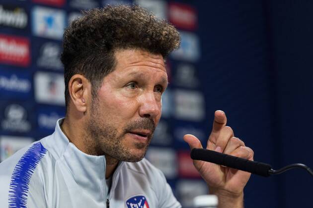 Atletico Madrid s Argentinian head coach, Diego Pablo Simeone, during a press conference PK Pressekonferenz held at the end of a team s training session at Majadahonda Sports City in Madrid, Spain, 14 September 2018. Atletico Madrid will face Eibar in a Spanish Primera Division soccer match the upcoming 15 September. Press conference !ACHTUNG: NUR REDAKTIONELLE NUTZUNG!  Copyright: xRodrigoxJimenezx GRAF2639 20180914-636725241098562075