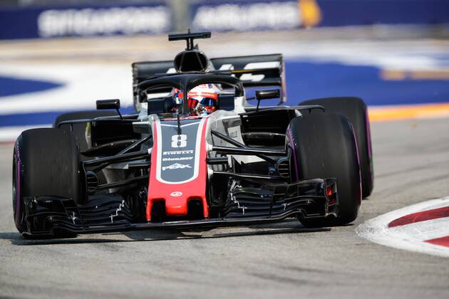 14th September 2018, Marina Bay Street Circuit, Singapore; Formula One Grand Prix of Singapore, Friday free practice; Haas driver Romain Grosjean  ActionPlus12062001 StephenxBlackberry
