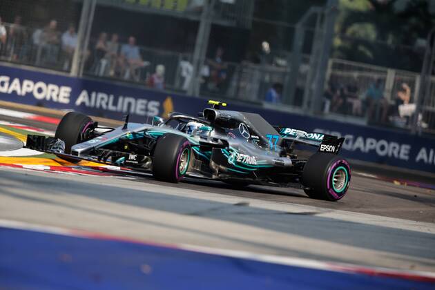 14th September 2018, Marina Bay Street Circuit, Singapore; Formula One Grand Prix of Singapore, Friday free practice; Mercedes AMG Petronas driver Valtteri Bottas  ActionPlus12062002 StephenxBlackberry