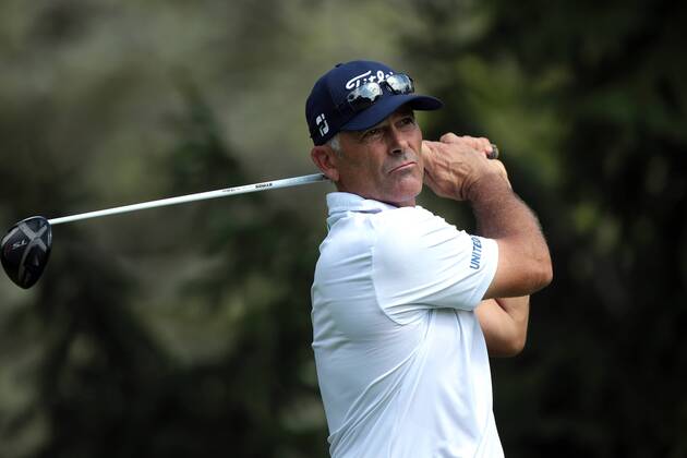 September 15, 2018 - Grand Blanc, Michigan, United States - Tom Byrum of the USA tees off on the second tee during the second round of The Ally Challenge presented by McLaren at Warwick Hills Golf & Country Club in Grand Blanc, MI, USA Saturday, September 15, 2018. The Ally Challenge 2018  - ZUMAn230 20180915_zaa_n230_1102 Copyright: xJorgexLemusx