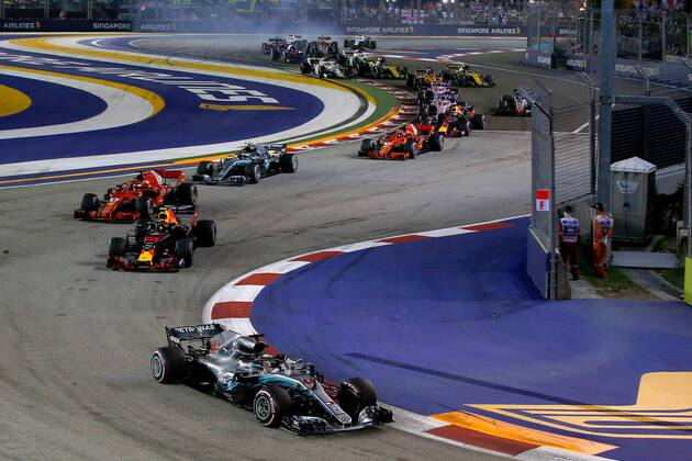 Start formula 1 GP Singapore 16 09 2018 Photo mspb Jerry Andre Start Formula 1 GP Singapore 2018