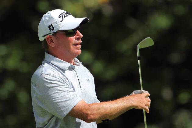 September 16, 2018 - Grand Blanc, Michigan, United States - John Huston of Palm Harbor, Florida follows his shot from the 3rd tee during the final round of the The Ally Challenge golf tournament presented by McLaren at Warwick Hills Golf & Country Club in Grand Blanc, MI, USA Sunday, September 16, 2018. The Ally Challenge - Final Round  - ZUMAn230 20180916_zaa_n230_986 Copyright: xAmyxLemusx