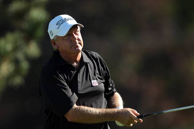 September 16, 2018 - Grand Blanc, Michigan, United States - Mark Brooks of the USA tees off on the fourth tee during the final round of The Ally Challenge presented by McLaren at Warwick Hills Golf & Country Club in Grand Blanc, MI, USA Sunday, September 16, 2018. The Ally Challenge - Final Round  - ZUMAn230 20180916_zaa_n230_971 Copyright: xJorgexLemusx