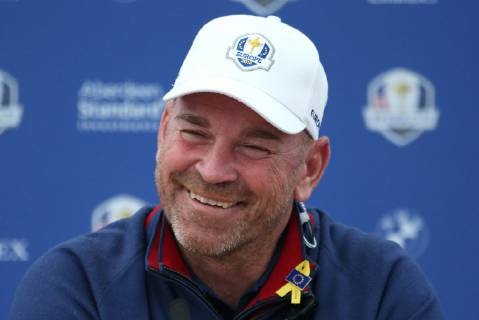 Team Europe Captain Thomas Bjorn holds a press conference PK Pressekonferenz on the first practice day of the Ryder Cup 2018 at Le Golf National in Guyancourt near Paris on September 25, 2018. Team USA defends the Ryder Cup against Team Europe in the three-day tournament starting on Friday, September 28th.  PAR20180925074 DAVIDxSILPA