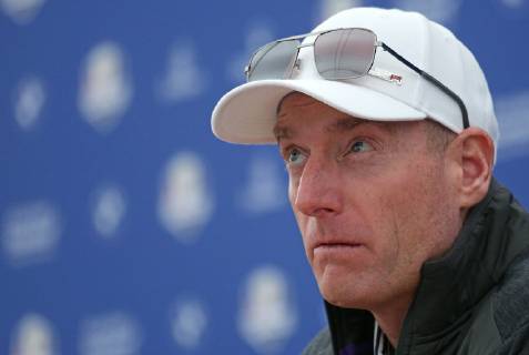 Team USA Captain Jim Furyk holds a press conference PK Pressekonferenz on the first practice day of the Ryder Cup 2018 at Le Golf National in Guyancourt near Paris on September 25, 2018. Team USA defends the Ryder Cup against Team Europe in the three-day tournament starting on Friday, September 28th.  PAR20180925078 DAVIDxSILPA