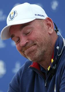 Team Europe Captain Thomas Bjorn holds a press conference PK Pressekonferenz on the first practice day of the Ryder Cup 2018 at Le Golf National in Guyancourt near Paris on September 25, 2018. Team USA defends the Ryder Cup against Team Europe in the three-day tournament starting on Friday, September 28th.  PAR20180925075 DAVIDxSILPA