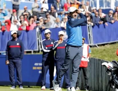 Former Portuguese soccer player Luis Figo during a practice session for the Ryder Cup 2018 at The Golf National in Saint Quentin-En-Yvelines, near Paris, France, 25 September 2018. The Ryder Cup 2018 runs from 25 to 30 September. RYDER CUP !ACHTUNG: NUR REDAKTIONELLE NUTZUNG!  Copyright: xLUISxTEJIDOx GRAF2207 20180925-636734917527548554