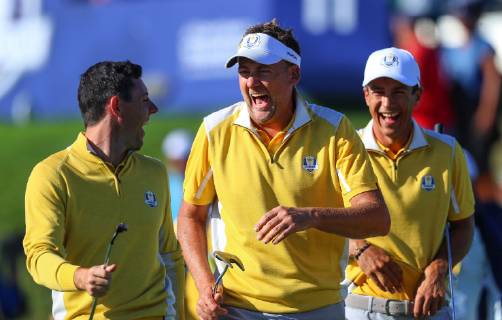 2018 Ryder Cup Practice Day, Albatros Course, Le Golf National, Saint-Quentin-en-Yvelines, Paris 27 9 2018 Europe s Rory McIlroy, Ian Poulter and Thorbjorn Olesen Rory McIlroy, Ian Poulter and Thorbjorn Olesen 27 9 2018  Copyright: x©INPHO OisinxKeniryx OSH_8346