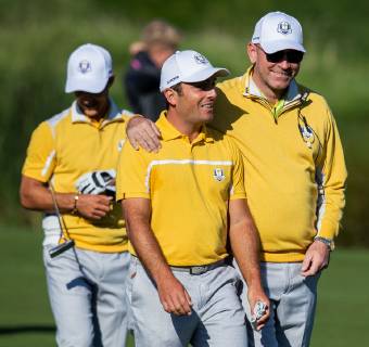 2018 Ryder Cup Practice Day, Albatros Course, Le Golf National, Saint-Quentin-en-Yvelines, Paris 27 9 2018 Europe s Francesco Molinari and Captain Thomas Bjorn Francesco Molinari and Thomas Bjorn 27 9 2018  Copyright: x©INPHO OisinxKeniryx OSH_8150