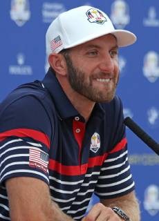 Dustin Johnson speaks during a press conference PK Pressekonferenz a day before the start of the Ryder Cup at Le Golf National in Guyancourt near Paris on September 27, 2018. The Ryder Cup takes place every two years and features Team USA versus Team Europe, with venues alternating between the U.S and Europe each competition.  PAR20180927009 DAVIDxSILPA