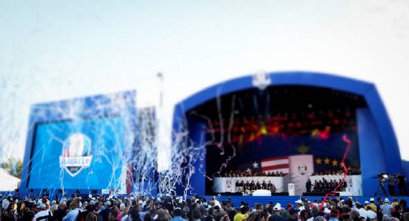 Sport Bilder des Tages Golf, Ryder Cup, Eröffnungsfeier 2018 Ryder Cup Opening Ceremony, Albatros Course, Le Golf National, Saint-Quentin-en-Yvelines, Paris 27 9 2018 A general view of the opening ceremony A general view of the opening ceremony 27 9 2018  Copyright: x©INPHO OisinxKeniryx IMG_1732