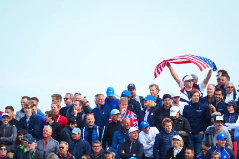2018 Ryder Cup Day 1, Albatros Course, Le Golf National, Saint-Quentin-en-Yvelines, Paris 28 9 2018 A view of American supporters at the 11th hole A view of American supporters at the 11th hole 28 9 2018 Copyright: x©INPHO OisinxKeniryx OSH_9094