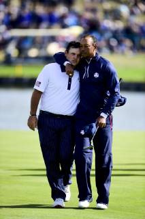 deception de Tiger Woods et de Patrick Reed (Team USA) GOLF : Ryder Cup 2018 - Guyancourt - 29 09 2018 JBAutissier Panoramic 
