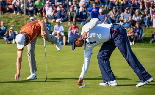 Tiger Woods ( USA ) - Tommy Fleetwood ( Europe ) GOLF : Ryder cup - St Quentin en Yvelines - 29 09 2018 FedericoPestellini Panoramic 