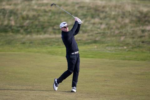 6th October 2018, Carnoustie Golf Links, Carnoustie, Scotland; Alfred Dunhill Links Championship, third round; Irish singer Ronan Keating plays his shot from the fairway on the second hole  ActionPlus12068476 DavidxYoung