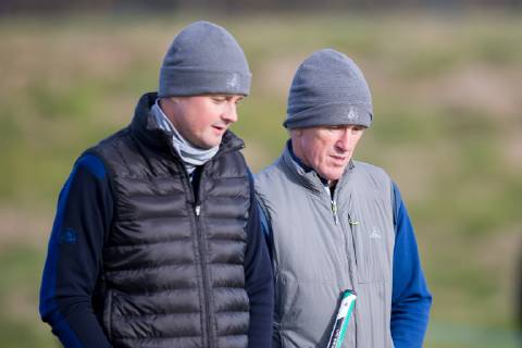 6th October 2018, Carnoustie Golf Links, Carnoustie, Scotland; Alfred Dunhill Links Championship, third round; Singer Tom Chaplin and former champion jockey Sir Anthony McCoy chat  ActionPlus12068484 DavidxYoung