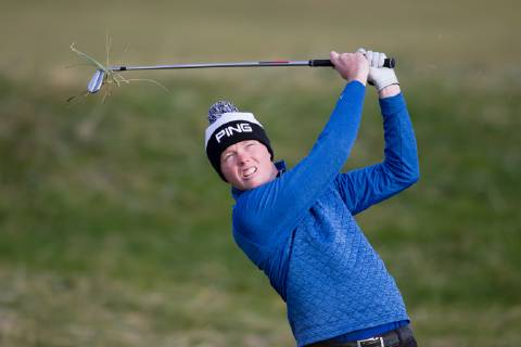 6th October 2018, Carnoustie Golf Links, Carnoustie, Scotland; Alfred Dunhill Links Championship, third round; Robin Dawson of Ireland plays his shot from the rough on the second hole  ActionPlus12068492 DavidxYoung