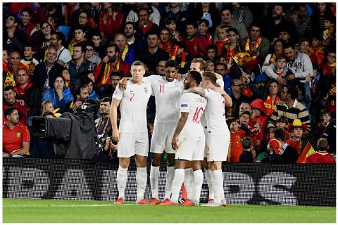 Spain v England UEFA Nations League Marcus Rashford of England (2nd left) celebrates scoring their second goal to make it Spain 0 England 2 during the UEFA Nations League match at the Estadio Benito Villamarin, Seville Content Not Available For UK Newspapers Copyright: xKristianxKanex FIL-12410-0020