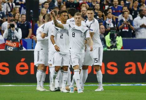 Paris Football Nations League France vs Germany Cheers Toni Kroos Ger after his goal to 0 1 DFB regulations prohibit any use of images as image sequences and or quasi video