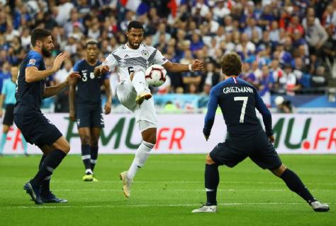 Serge Gnabry Germany Germany v Olivier Giroud France France Antoine Griezmann France France 16 10 2018 France vs Germany 4 Gameday UEFA Nations League Stade de France DISCLAIMER DFB regulations prohibit any use of photographs