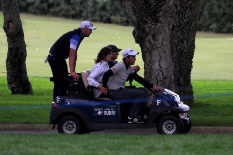 Italian golfer Edoardo Molinari (C) is seen during the second round of the Andalucia Valderrama Master golf tournament at Valderrama golf course in Cadiz, Andalusia, Spain, 19 October 2018. Andalucia Valderrama Masters golf tournament !ACHTUNG: NUR REDAKTIONELLE NUTZUNG!  Copyright: xA.CARRASCOxRAGELx GRAF9496 20181019-636755783945013784
