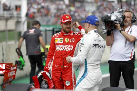 Motorsports: FIA Formula One World Championship WM Weltmeisterschaft 2018, Grand Prix of Brazil World Championship;2018;Grand Prix;Brazil , , 5 Sebastian Vettel (GER, Scuderia Ferrari) 77 Valtteri Bottas (FIN, Mercedes AMG Petronas), Sao Paulo Brazil
