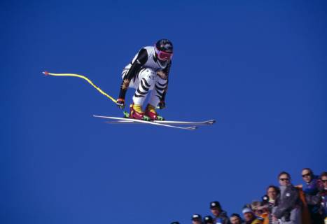 Katja Seizinger GER former German ski racer born 10 05 1972 with 36 World Cup victories 3 Olympic victories 1 World Championship title 2 victories overall World Cup 9 individual World Cup victories as well as 1 Junior World Championship victory she is the most successful German ski racer ever 3 times she became 94 96 98 Sportswoman of the year in Germany the photo shows her at her Olympic victory 1994 Lillehammer